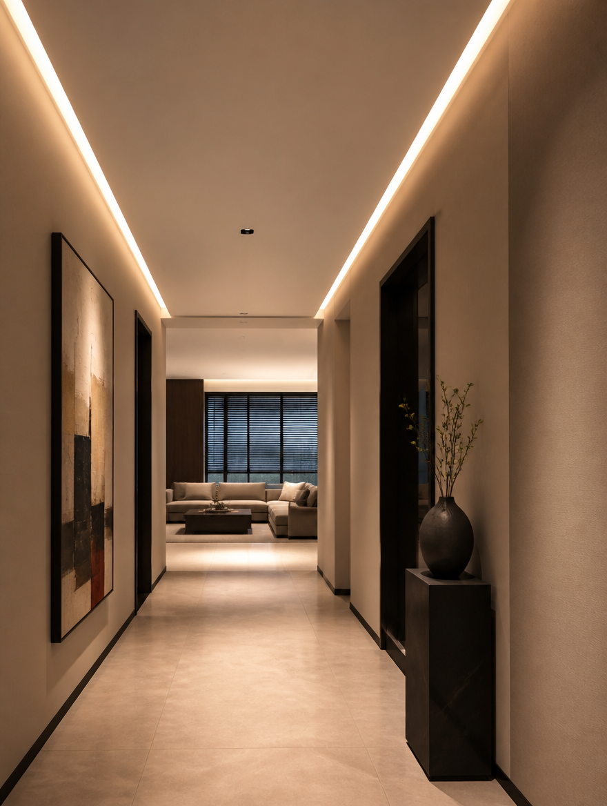 ShadowLine Recessed LED in upscale hallway