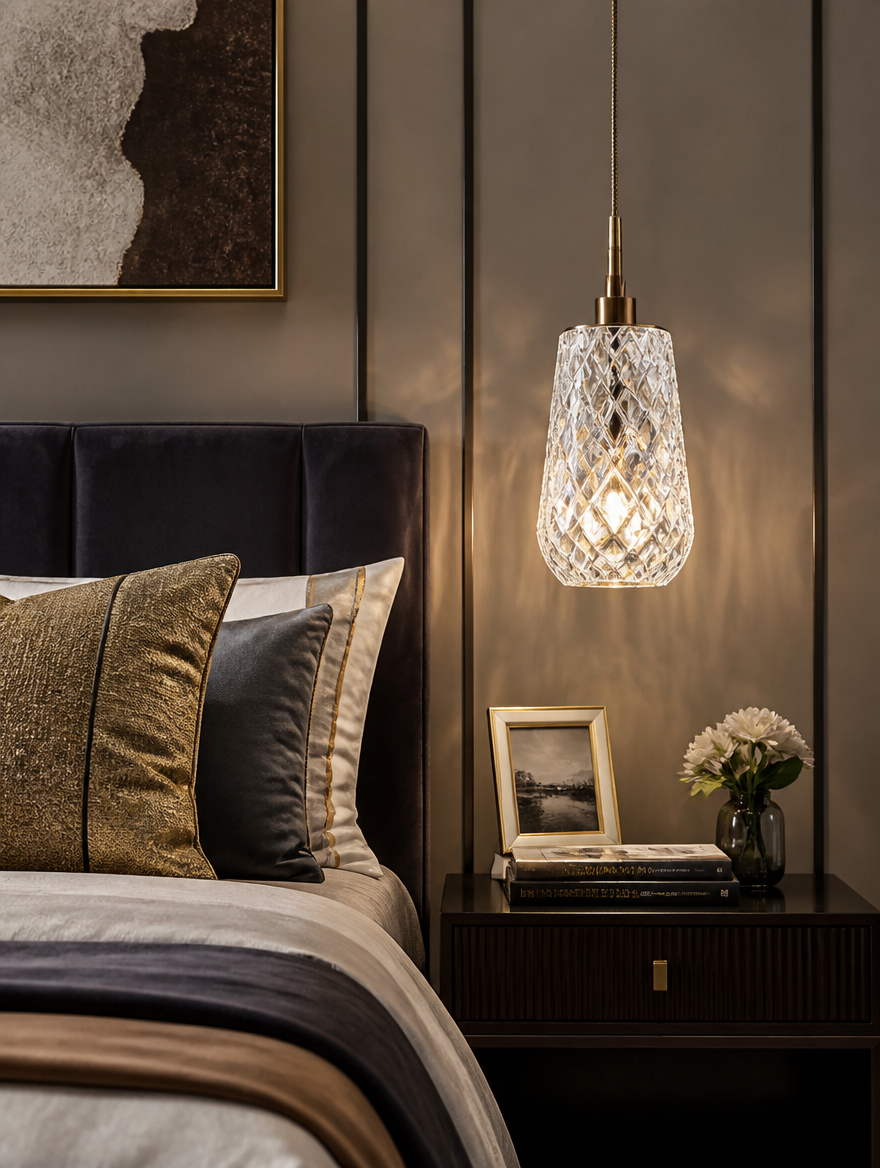 PrismaLux Crystal LED Pendant bedside lighting