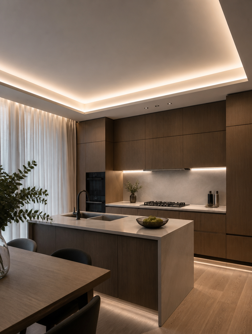 ShadowLine Recessed LED in modern kitchen