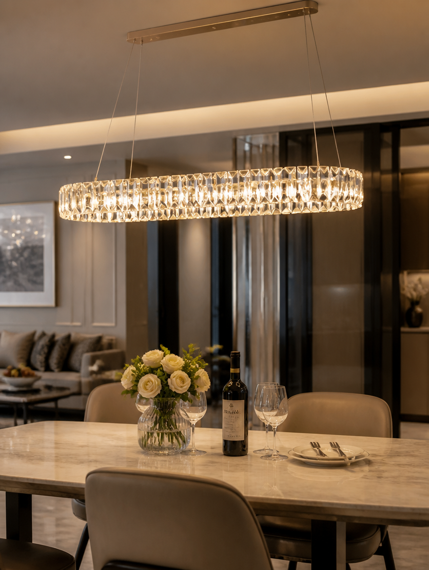 PrismaLux Crystal LED Pendant over dining table