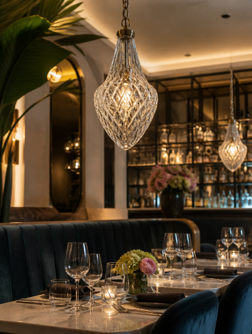 PrismaLux Crystal LED Pendant in restaurant