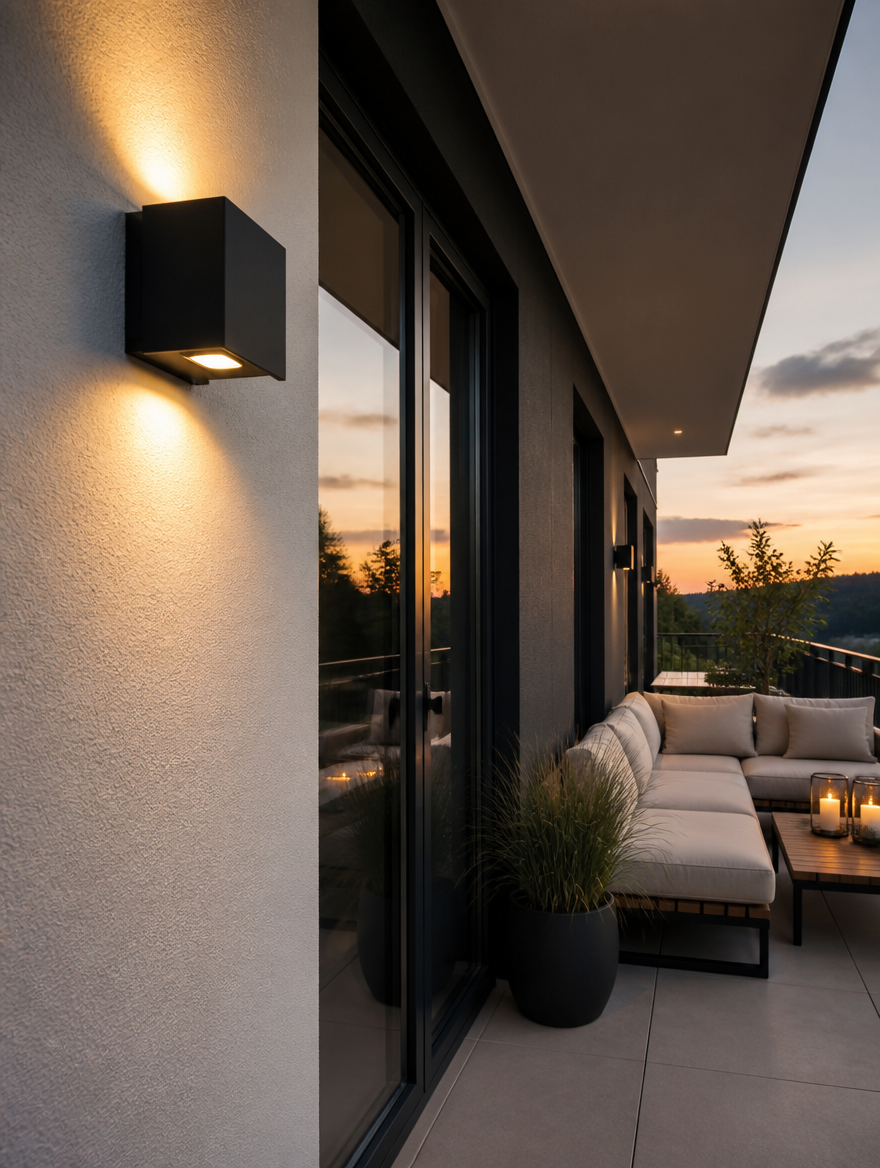 NordicWash Outdoor LED Wall Lamp on balcony