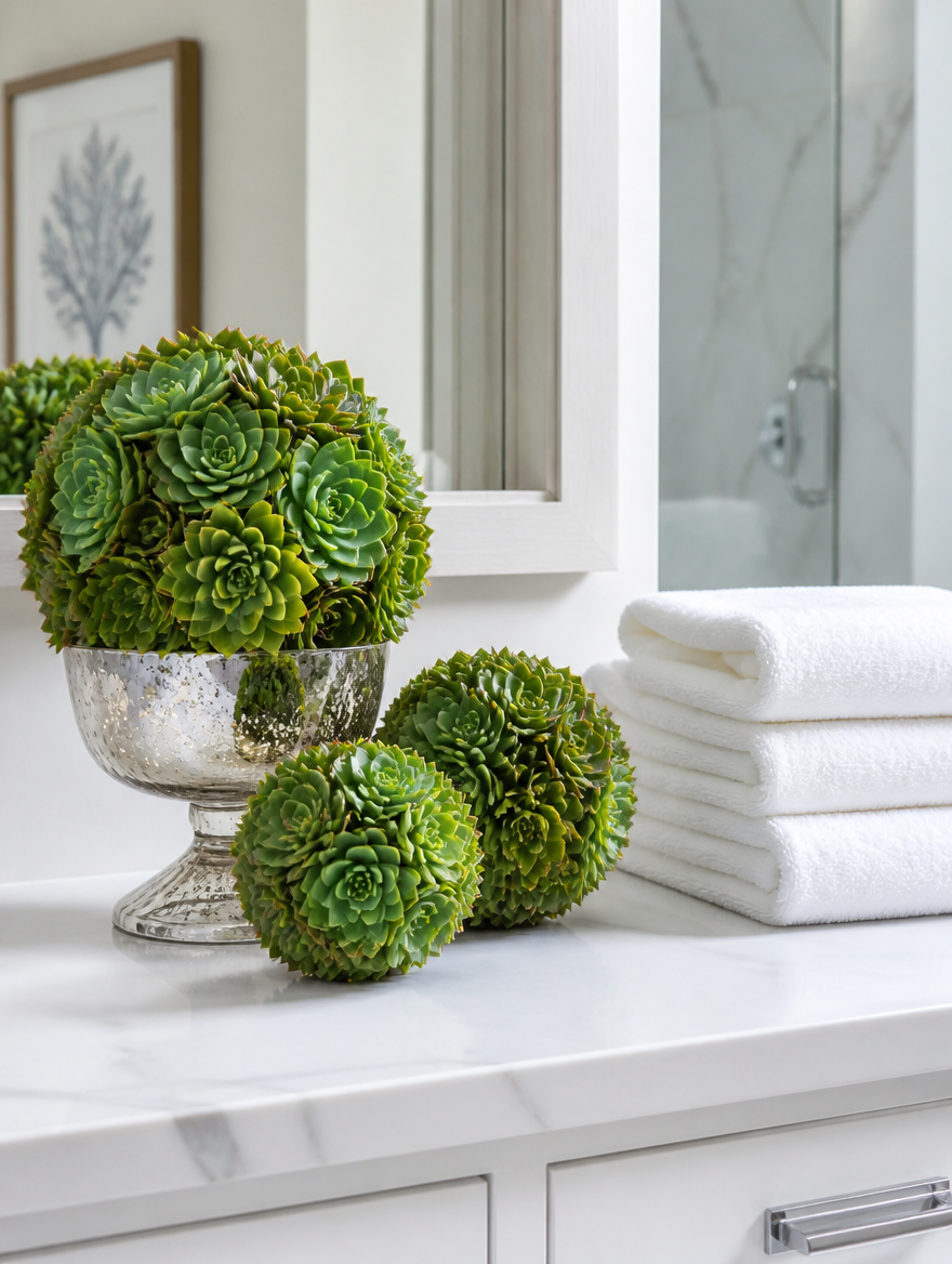 FloraOrb Succulent on bathroom vanity