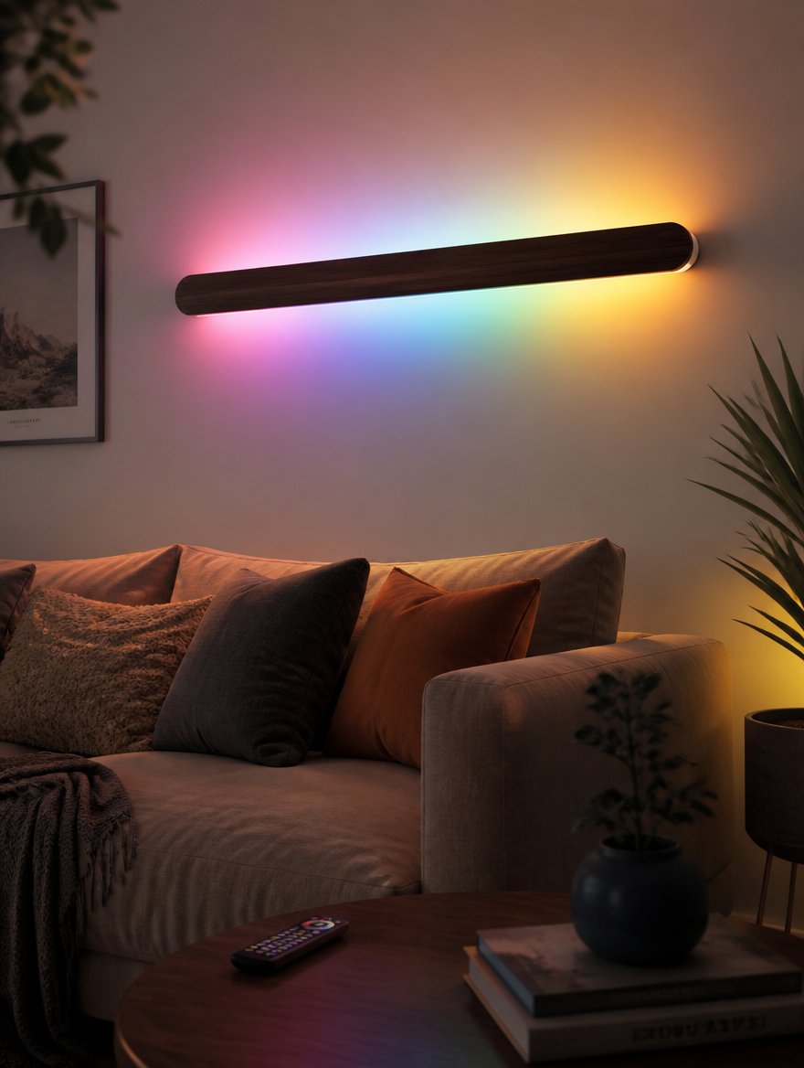 ChromaWood Wall Lamp on accent wall