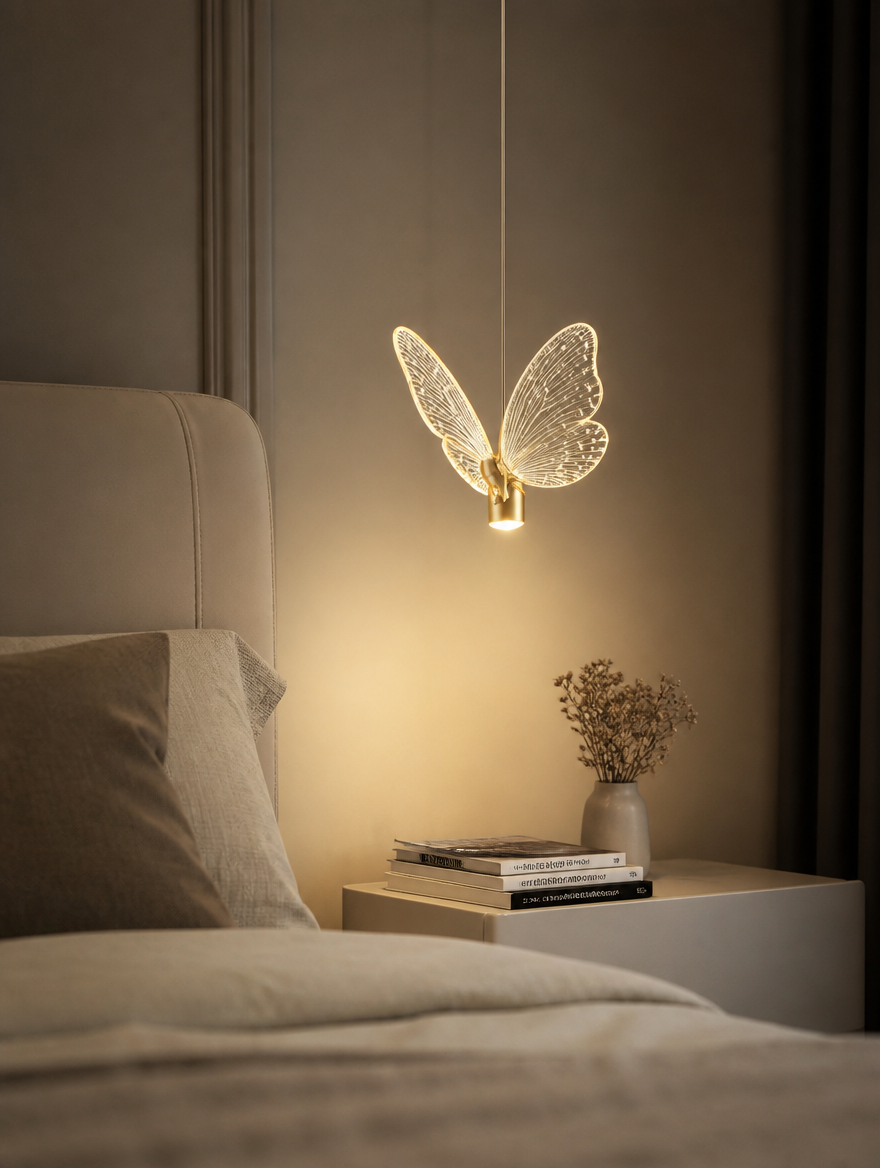 PapillonGlow Butterfly Pendant bedside