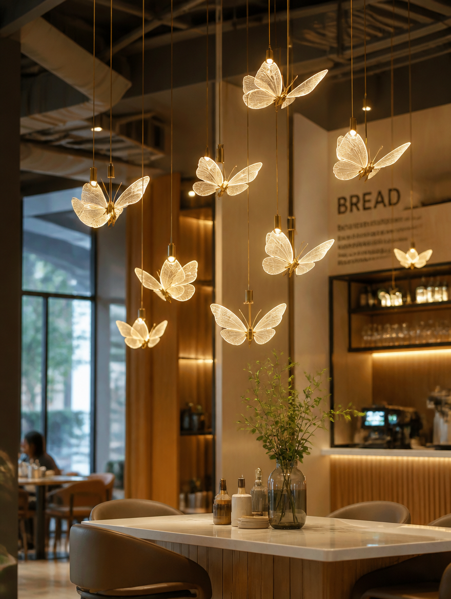 PapillonGlow Butterfly Pendant in cafe