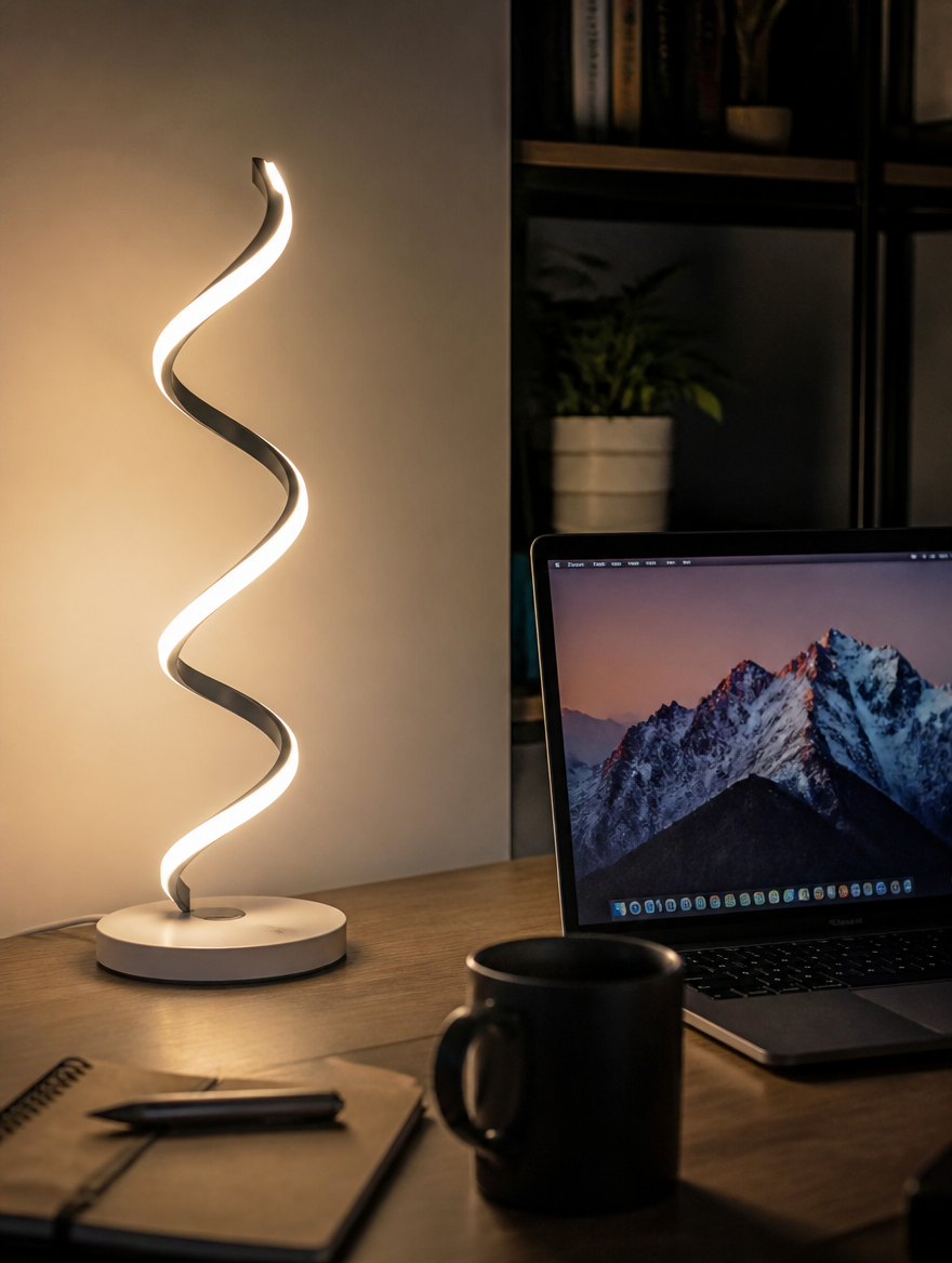 HelixGlow LED Table Lamp on office desk