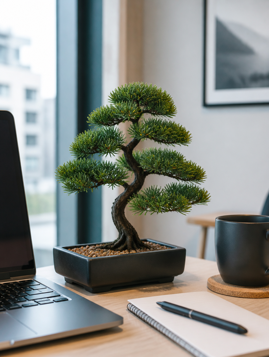 VerdantGlow Faux Bonsai Tree zen garden setting