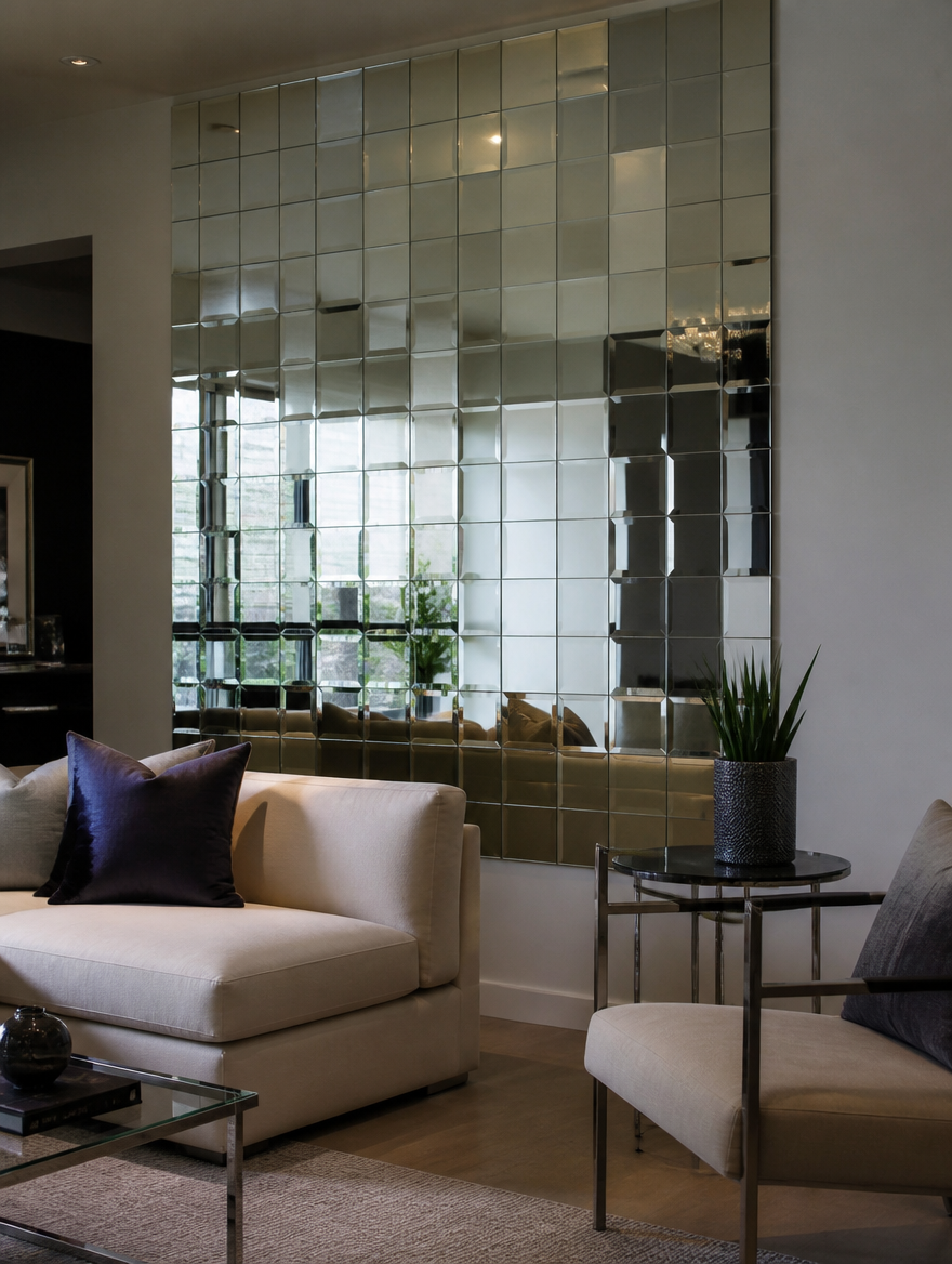 ReflectPro Acrylic Mirror Tiles in contemporary bathroom