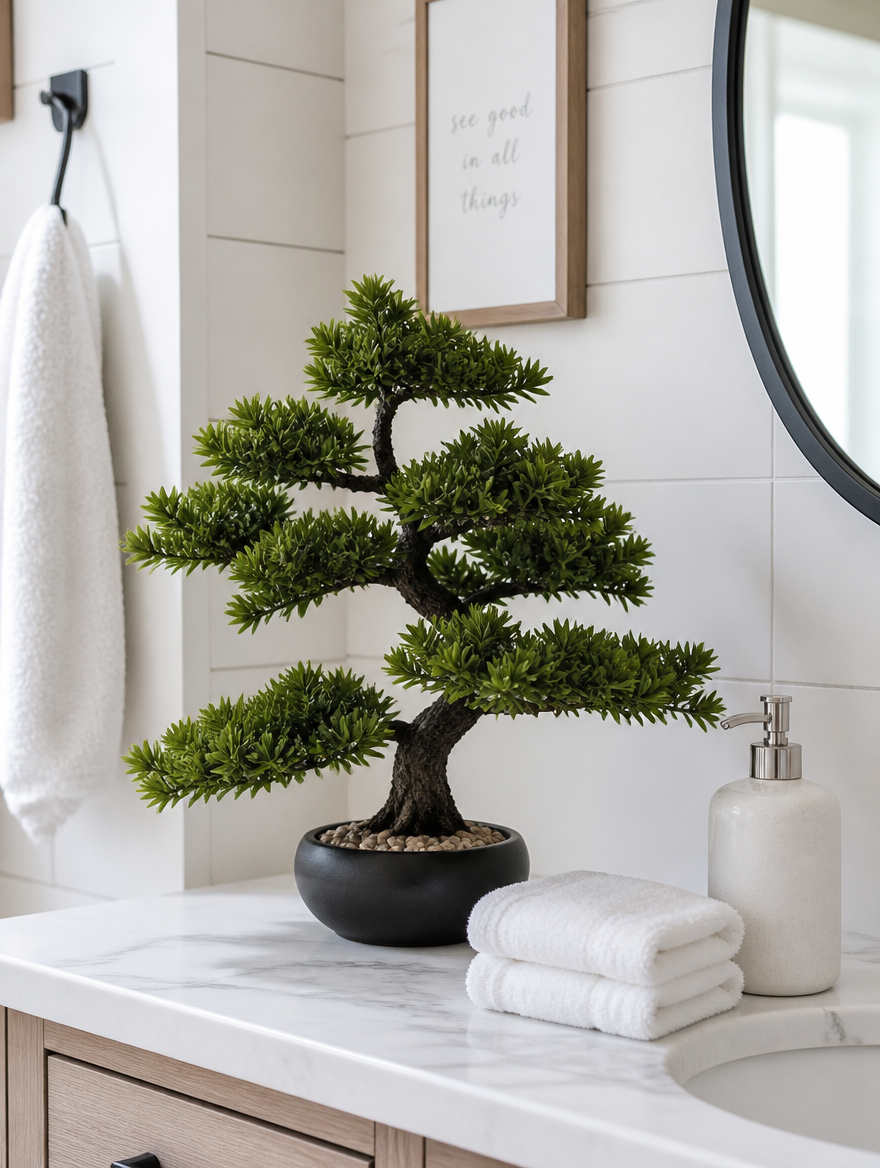 VerdantGlow Faux Bonsai Tree in minimalist home office