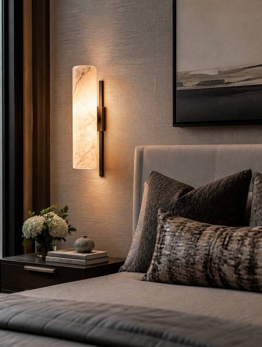 AlbaStone Marble Wall Sconce close-up marble texture