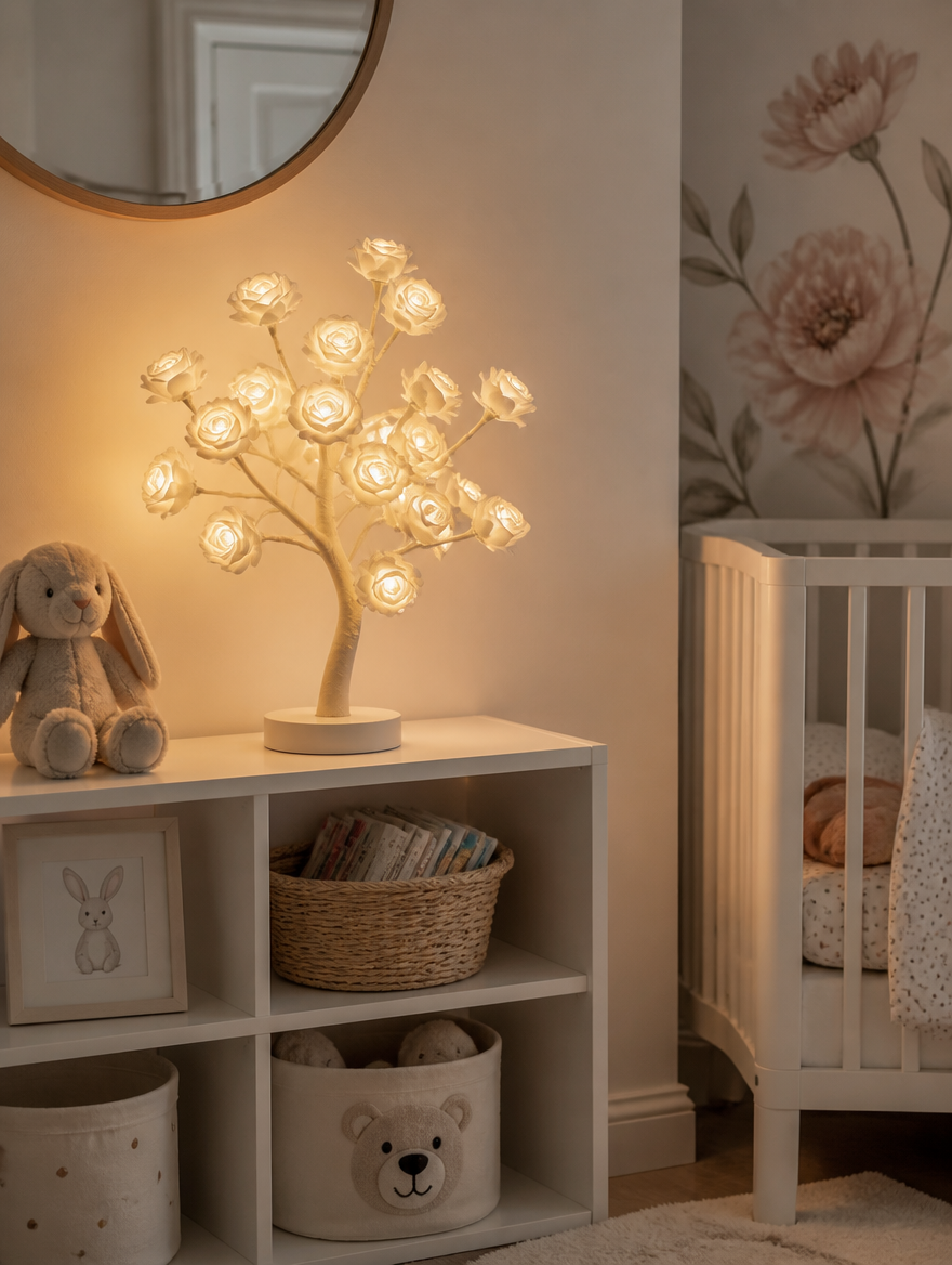 PetalGlow LED Rose Tree Lamp in nursery