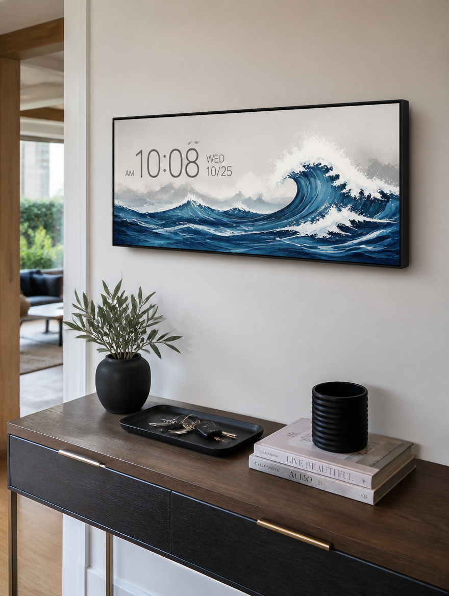 LunarWave Smart Clock Wall Art detail shot