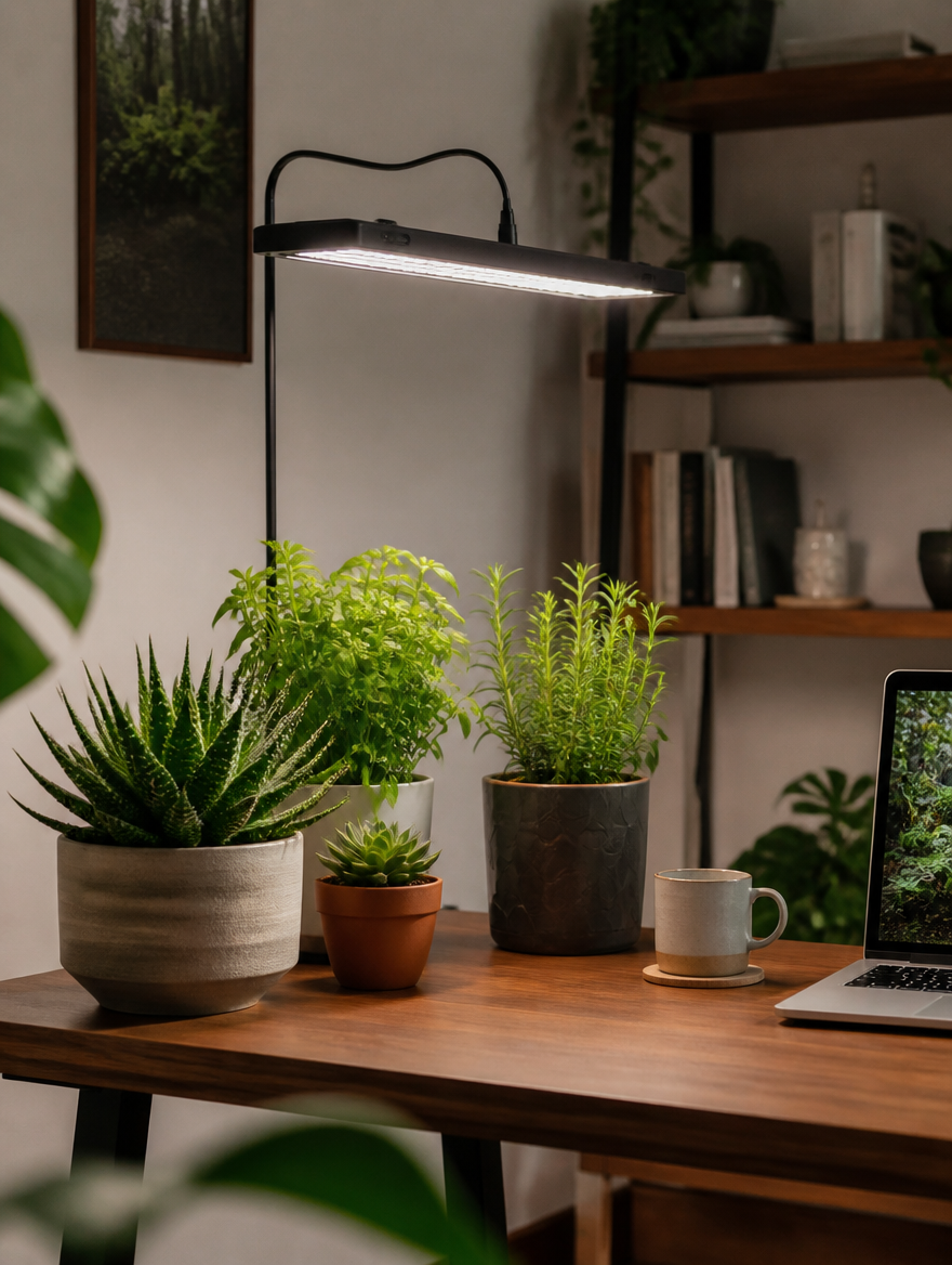 FloraBeam USB LED Grow Light close-up in use