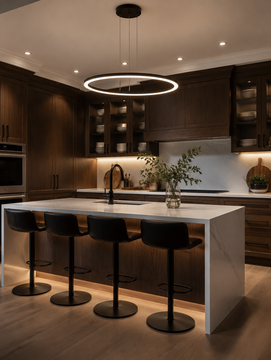 AuraRing Modern LED Chandelier in living space