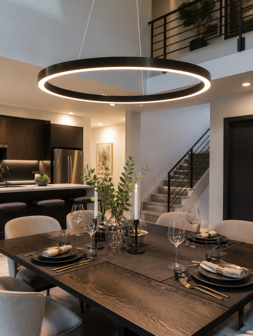 AuraRing Modern LED Chandelier in dining room