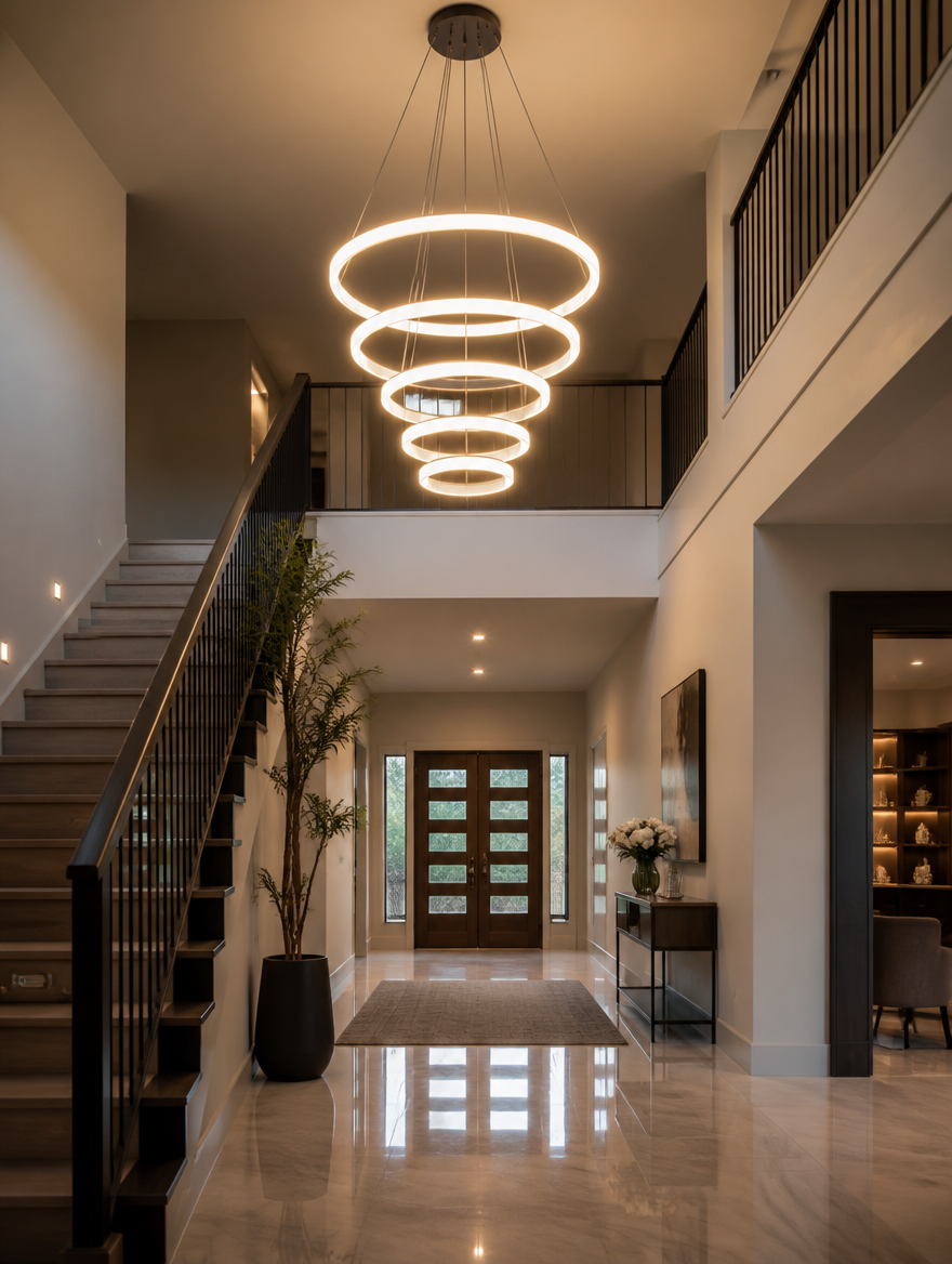 AuraRing Modern LED Chandelier detail view