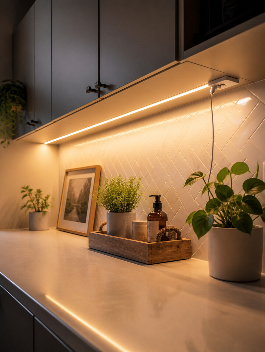 SwipeGlow USB LED Strip under kitchen cabinets