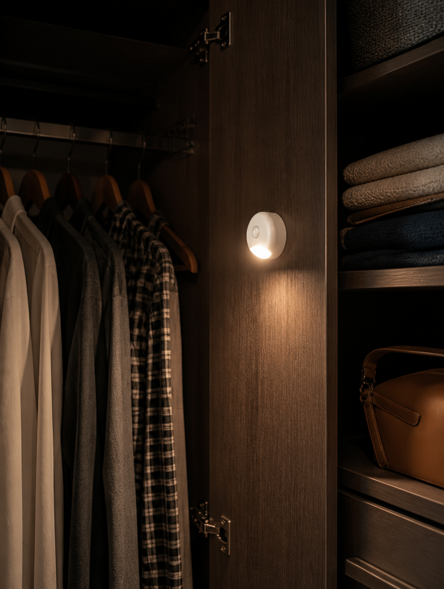 GlideGlow Motion Sensor Night Light in closet