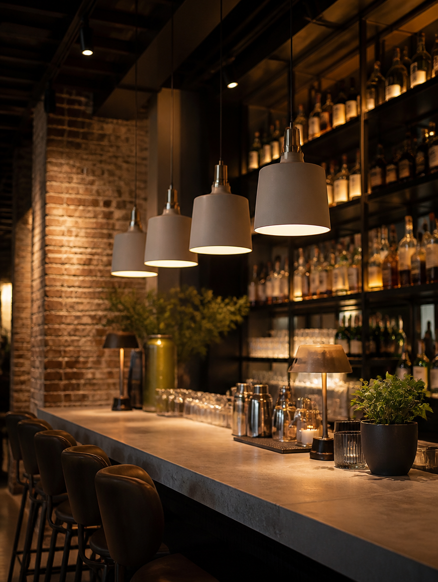 AuraLine Nordic LED Dining Pendant Chandelier in modern restaurant bar