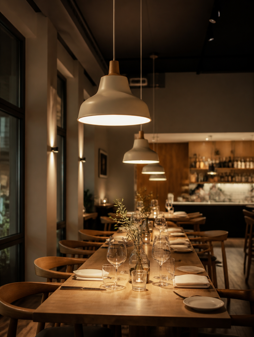 AuraLine Nordic LED Dining Pendant Chandelier above dining table
