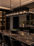 LuxPrism Crystal Glass Rectangular Chandelier in luxury dining room
