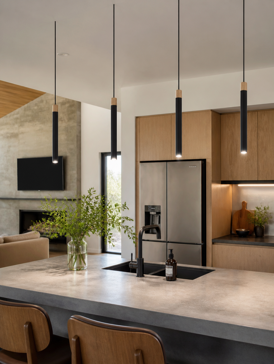 AuraLine Nordic LED Dining Pendant Chandelier over kitchen island