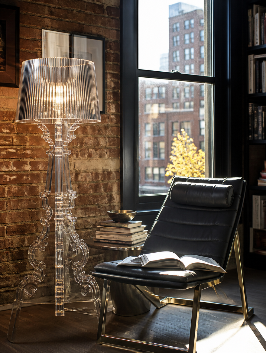 KartellLux Italian Designer Floor Lamp in stylish loft apartment