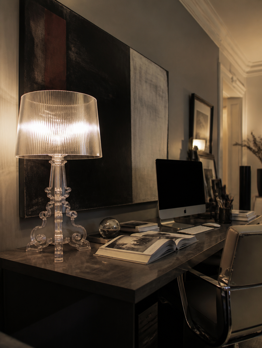 Ghost table lamp on home office desk