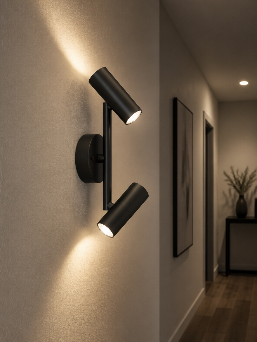 Modern wall lamp in hallway