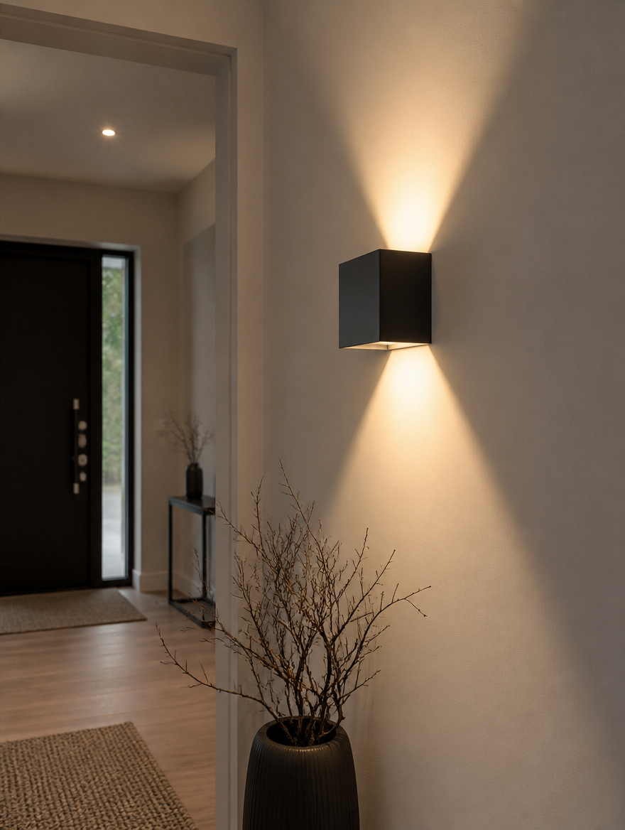 Nordic aluminum wall light in entryway