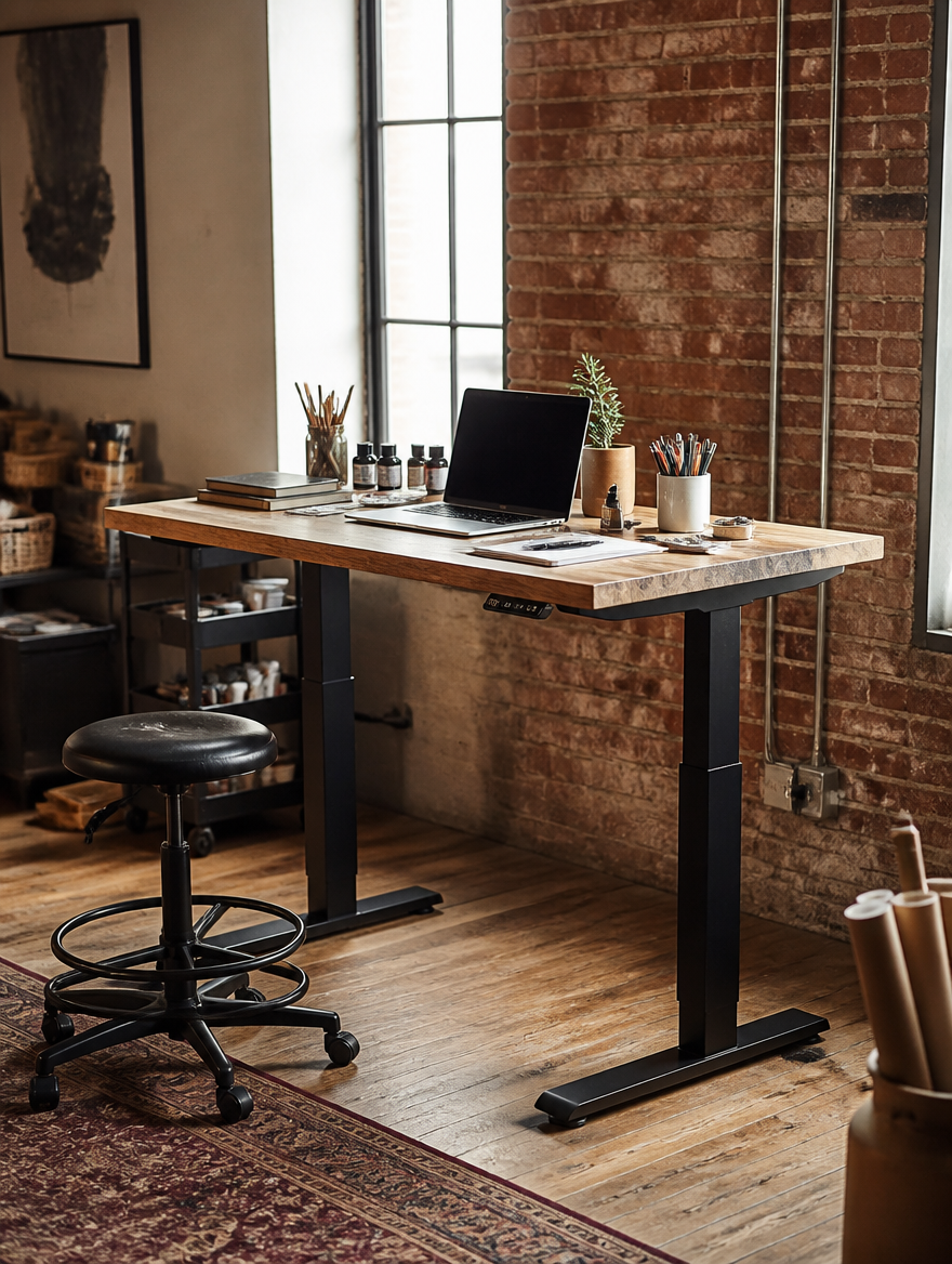 Height adjustable table in home office