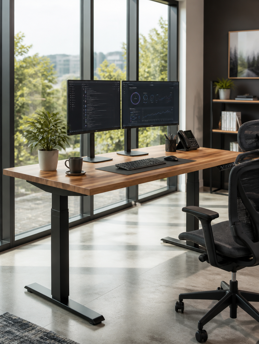 Height adjustable table lifestyle photo
