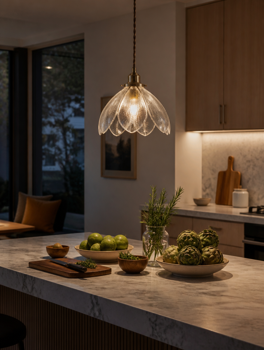 Modern Glass Flower Pendant Light lifestyle photo