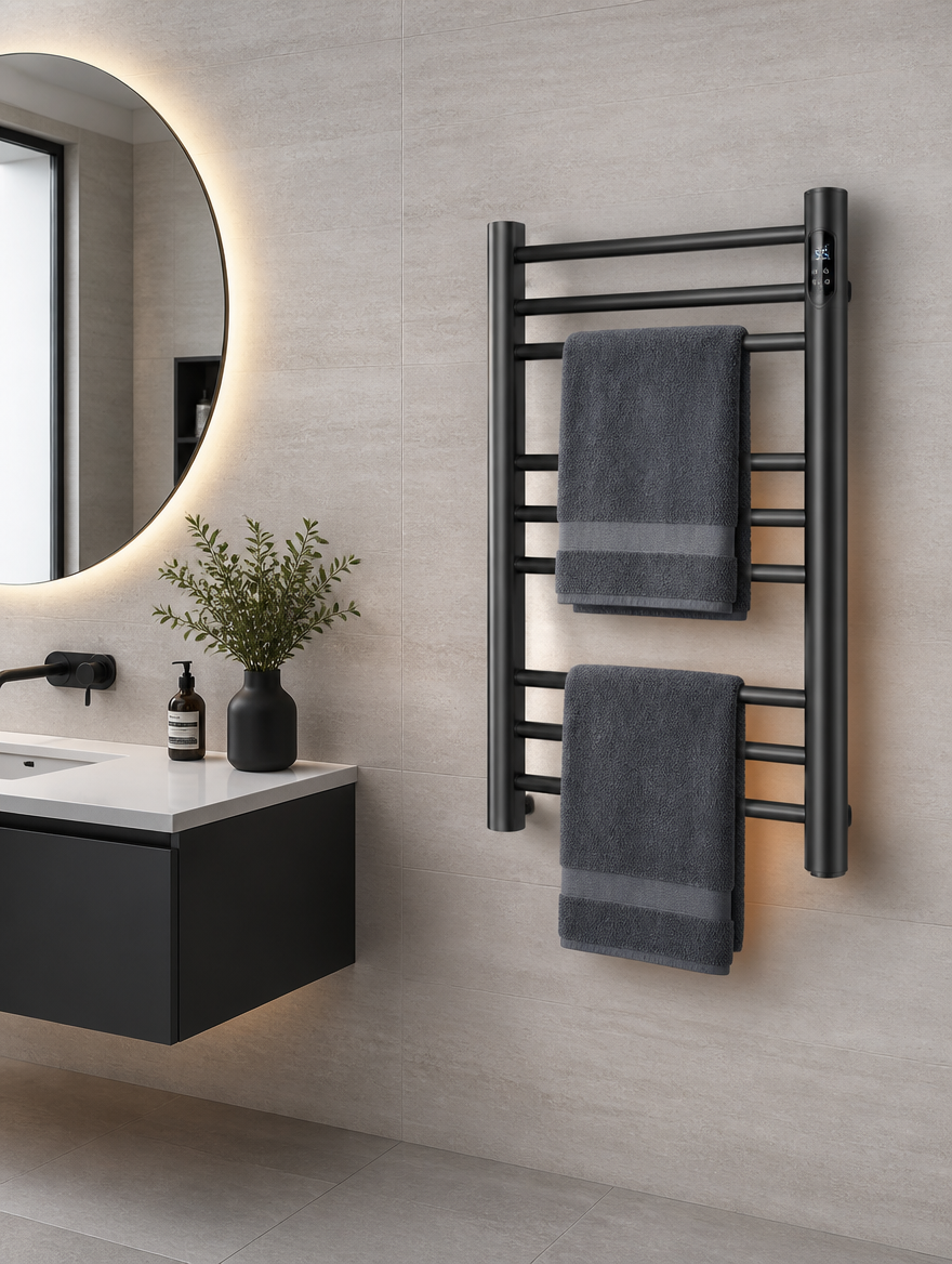 Stainless Steel Electric Towel Rack Temperature&Time Control Smart Heated Towel Rail Towel Warmer 600*450*100mm 110V/220V