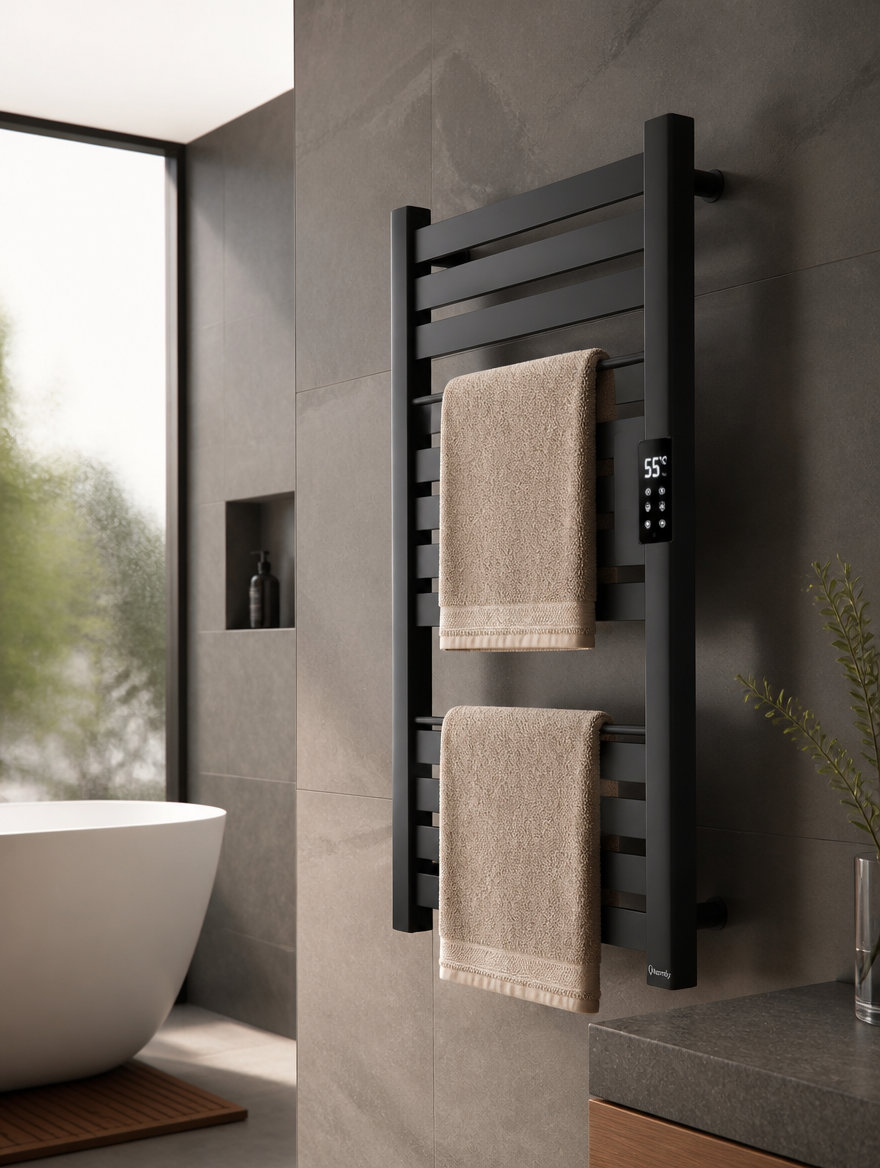 Stainless Steel Electric Towel Rack Temperature&Time Control Smart Heated Towel Rail Towel Warmer 600*450*100mm 110V/220V