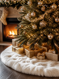 1pcs 78/90/122cm White Christmas Tree Skirt Plush Faux Fur 2023 Xmas Tree Carpet Decoration Ornament New Year Navidad Home Decor