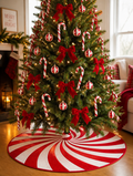 120cm Christmas Tree Skirt Classic Red White Peppermint Candy Xmas Trees Skirts Base Cover Home Party Christmas Decor Carpet