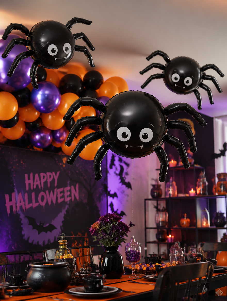 3D Black Spider Balloon Ghost Festival Party Decorations Trick Toy Balloon  Party Supplies Inflatable Ballon