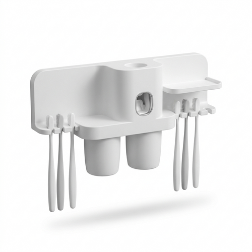 Multifunctional Wall-Mounted Toothbrush Holder and Mug Rack