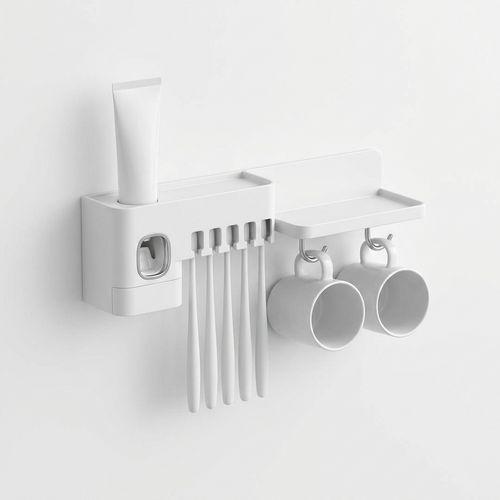 Multifunctional Wall-Mounted Toothbrush Holder and Mug Rack