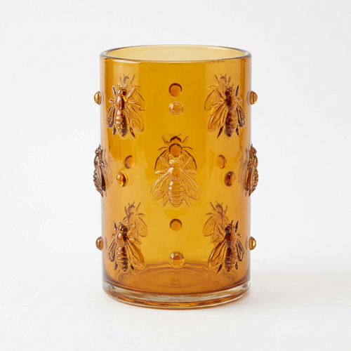 Bee Accent Glazed Glass Vase