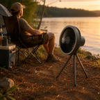 Rechargeable Camping Fan in use – WESTMERE lifestyle photo