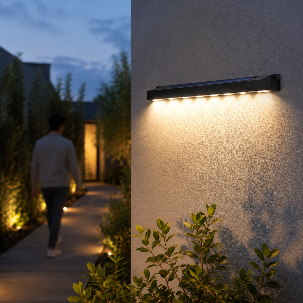 Solar Waterproof Outdoor Wall Light in use – WESTMERE lifestyle photo