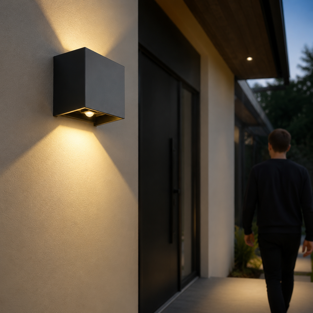 Waterproof Motion-Sensor LED Wall Light in use – WESTMERE lifestyle photo