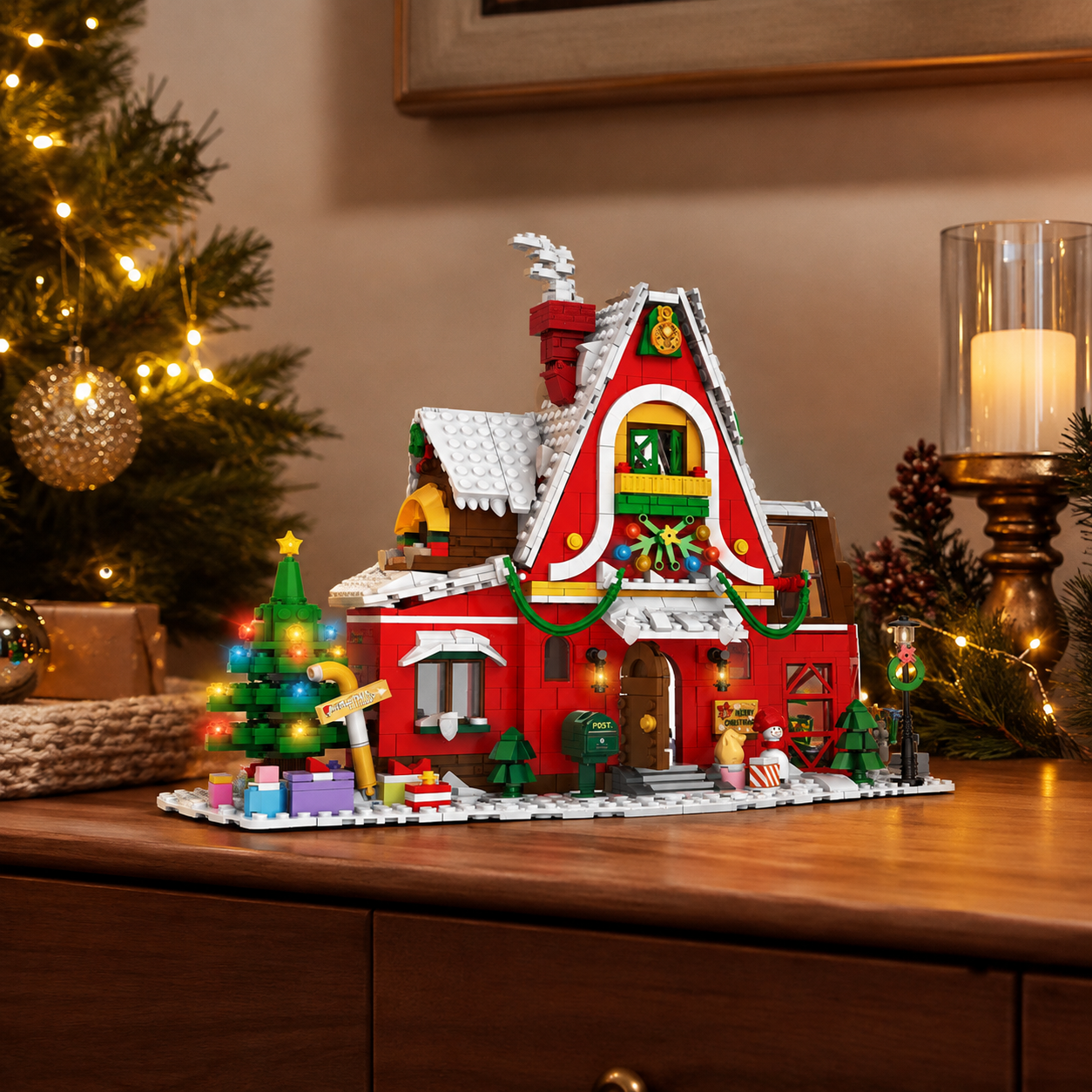 2023 City Creativity Winter Village Christmas House Christmas ART House Model Building Blocks Bricks Kids Toys Christmas Gift shown in a realistic lifestyle setting