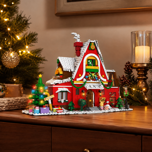 2023 City Creativity Winter Village Christmas House Christmas ART House Model Building Blocks Bricks Kids Toys Christmas Gift shown in a realistic lifestyle setting