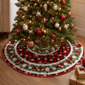 VIKAMA Christmas Tree Skirt Christmas Ambiance Divine Red And Black Checkered Snowflake Christmas Tree Skirt Cushion shown in a realistic lifestyle setting