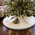 1pc Plush Christmas Tree Skirt 90cm Round Snow Xmas Tree Mat Base Cover Faux Fur Home Decorations for Holiday Party shown in a realistic lifestyle setting