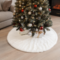 78/90/122cm Christmas Decorations White Xmas Tree Skirt Plush Happy New Year Christmas Tree Skirt Base Cover Navidad Home Decor shown in a realistic lifestyle setting